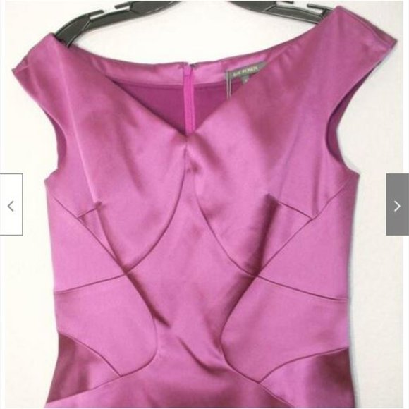 NWT Zac Posen Seam Detail Stretch Satin Cocktail Dress 6 - Picture 4 of 14